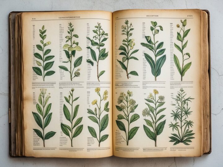 Publicação antiga com uma listagem de plantas: tudo sobre herbários e curiosidades